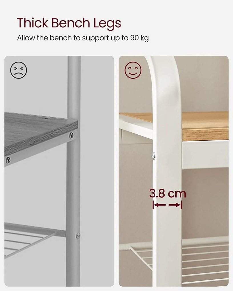 Vešiakový stojan s úložným priestorom na topánky, predsieňová stena, béžový