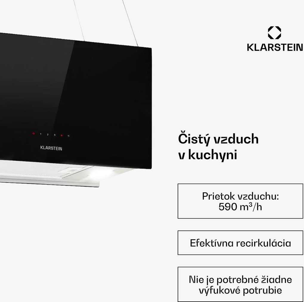 Klarstein Kronleuchter L, digestor, 60 cm, ostrovčekový, 590 m³/h, dotykové ovládanie, LED, čierny