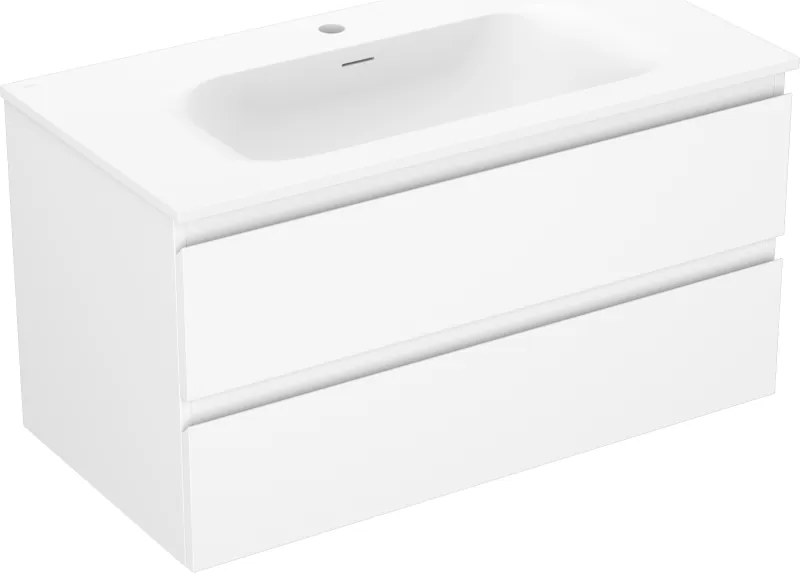 Mexen Orio, kúpeľňová skrinka 90 cm s umývadlom Vela, 2 zásuvky, biela matná, 91A10-09047-2-BFF01-W23M01