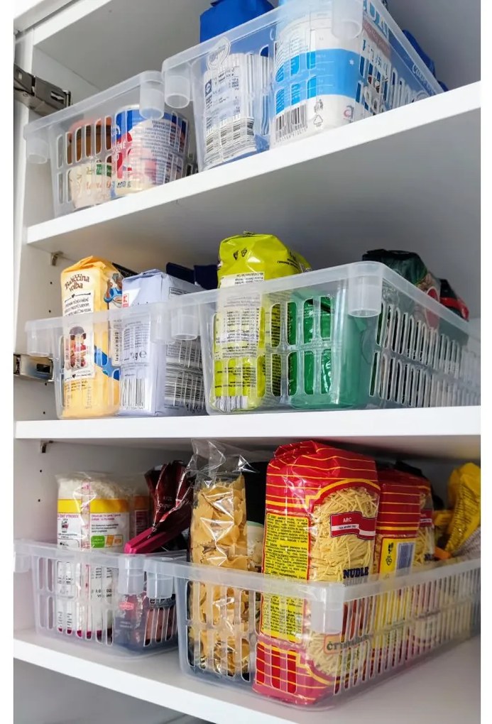 Úložný kôš, box a organizér extra hlboký 50 cm x 20 cm INVA, transparentný