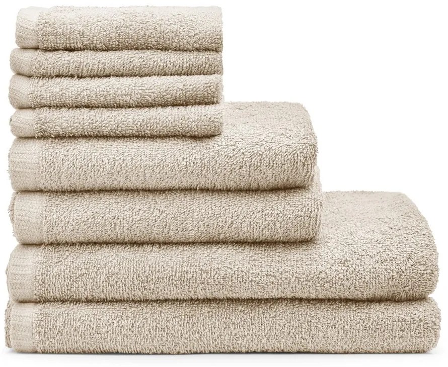 Béžové rýchloschnúce bavlnené uteráky a osušky v súprave 8 ks Quick Dry – Catherine Lansfield