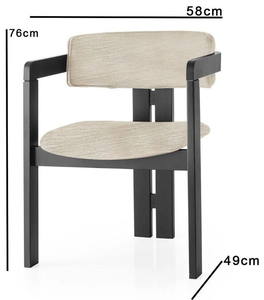 Jedálenská stolička CO z masívu svetlo šedá/čierna