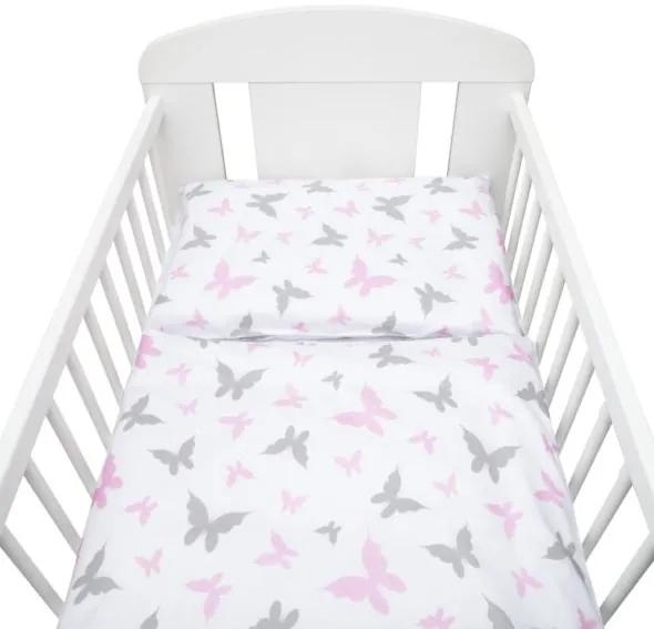 NEW BABY 2-dielne posteľné obliečky New Baby 90/120 cm biele motýle