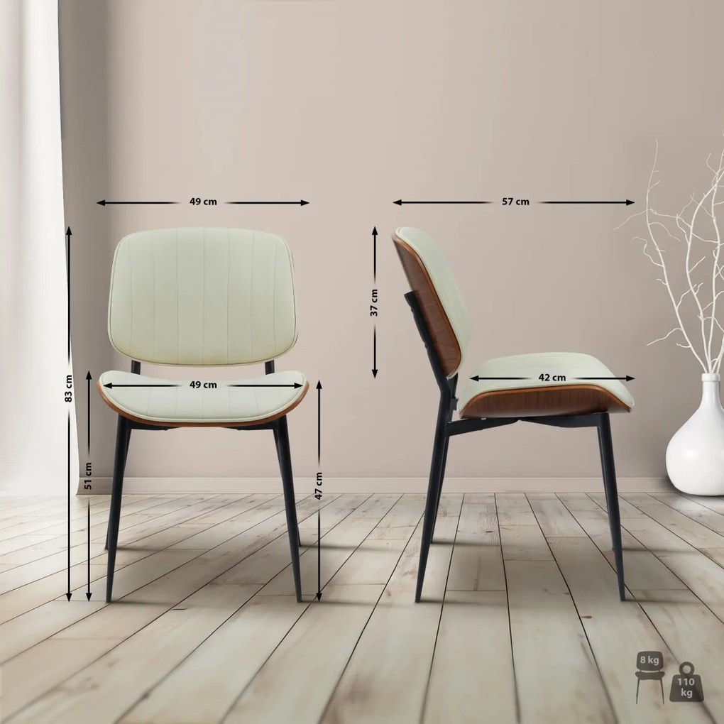 Konferenčná stolička Tiffin koženka - Orech / Krémová