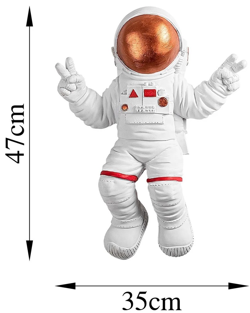 Nástenná dekorácia Astronaut 3 biela/oranžová