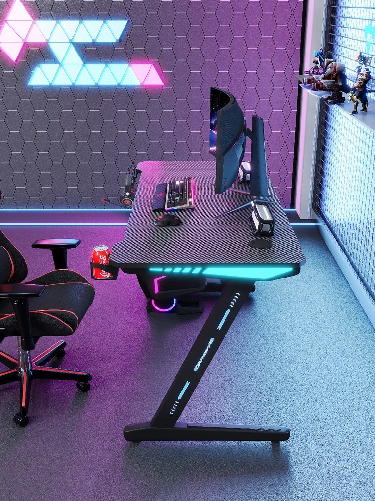 Herný stôl s podsvietením BG04 čierny 120 cm