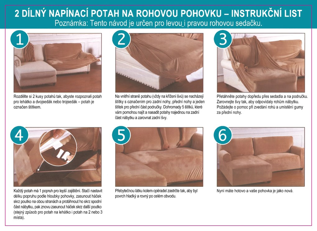 Elastický plyšový poťah na trojmiestnu rohovú pohovku BestBerg / ľavý / čierny