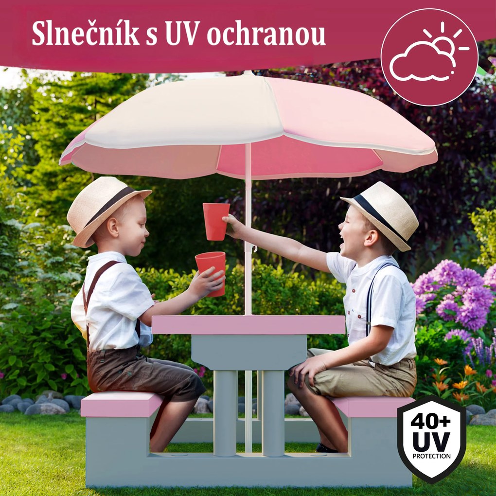 InternetovaZahrada Detský záhradný set so slnečníkom - ružový