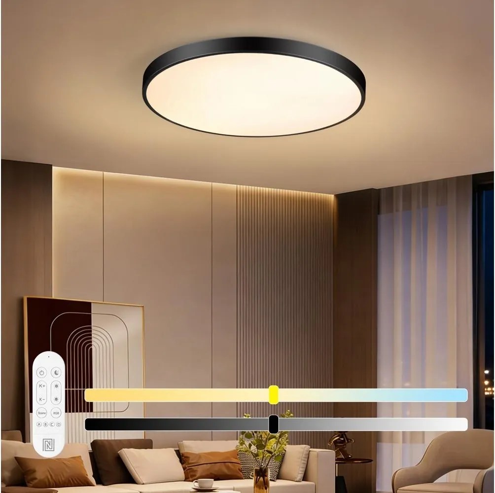 Immax NEO 07313L-LED SEMPLICI - stmievateľné stropné svietidlo 96 W/230 V, priemer 80 cm, Tuya Wi‑Fi, čierne, s diaľkovým ovládaním