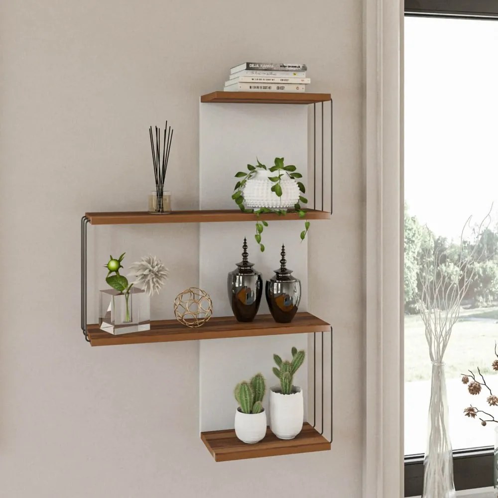 Poschodová polica v dekore borovice v bielej a prírodnej farbe 64 cm Cambel – Kalune Design