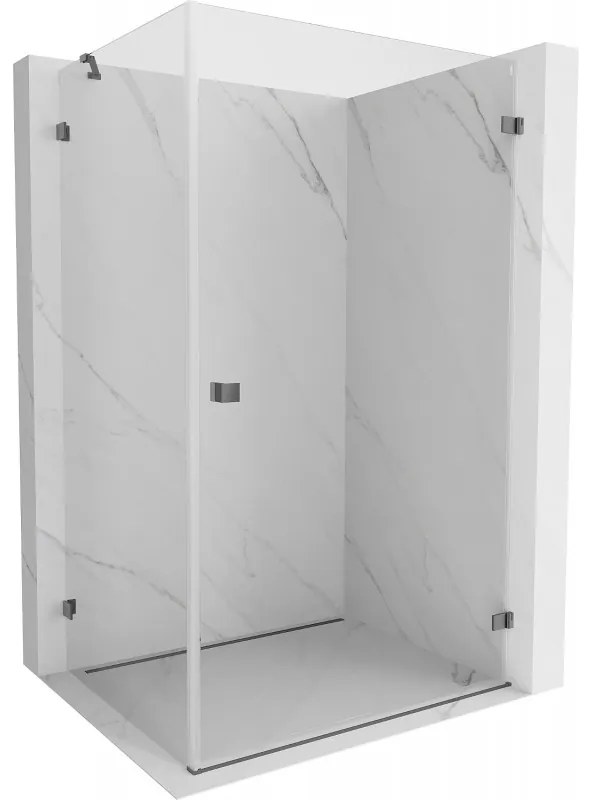 Mexen Lunar-B pravostranný výklopný sprchový kút 85 x 70 cm, číre sklo, grafitová, 832-085-070-95-00-P