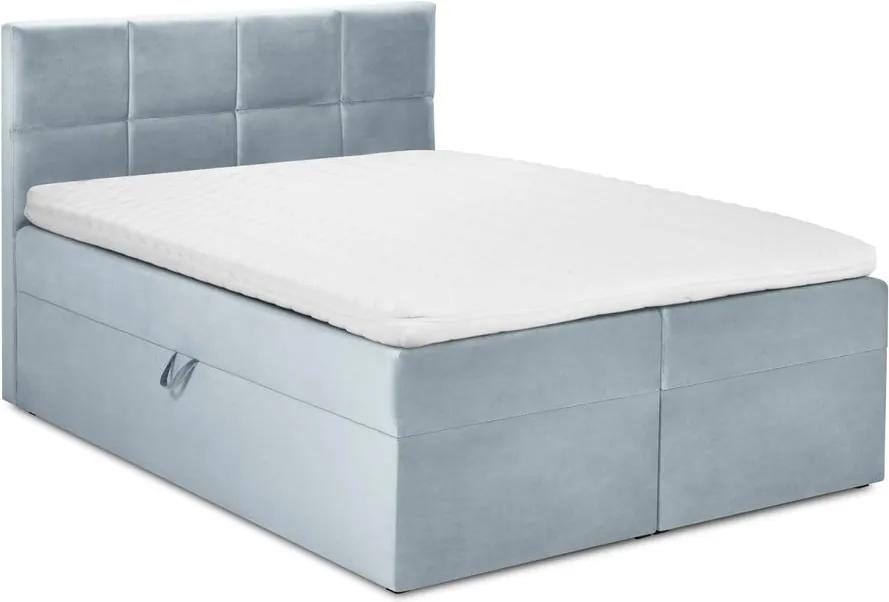 Bledomodrá zamatová dvojlôžková posteľ Mazzini Beds Mimicry, 160 x 200 cm