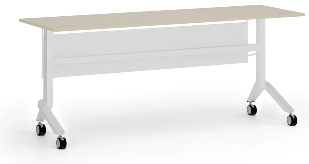 Mobilný stôl PRIMO MOVE, 180x60 cm, biela podnož, breza