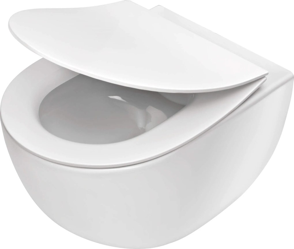 Deante Peonia Zero, závesná WC misa RimFree 51 x 36 cm + toaletné sedátko s pomalým zatváraním, biela, CDED6ZPW