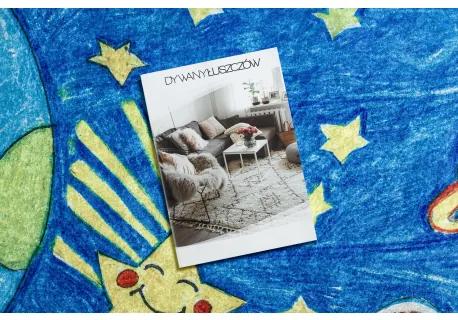 BAMBINO 2265 umývací koberec Vesmír, raketa pre deti protišmykový - modrý Veľkosť: 80x150 cm