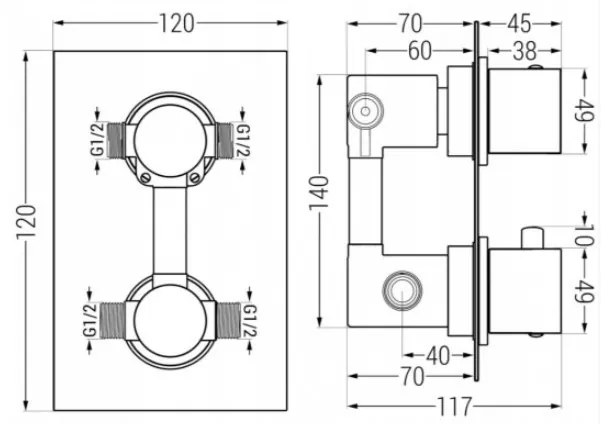 Sprchová súprava podomietková MEXEN CUBE DR02 25 cm čierna