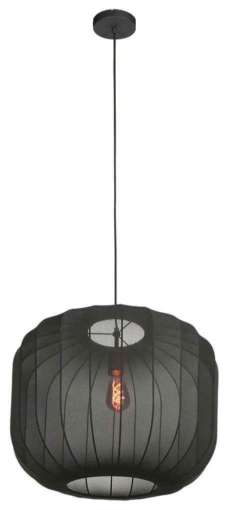 Japonská závesná lampa čierna s látkovým tienidlom 55 cm - Sable