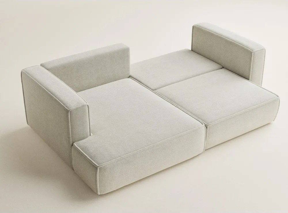 Krémovobiela ženilková rozkladacia/s úložným priestorom rohová pohovka (ľavý roh/s leňoškou) Velto – Maison de Rêve