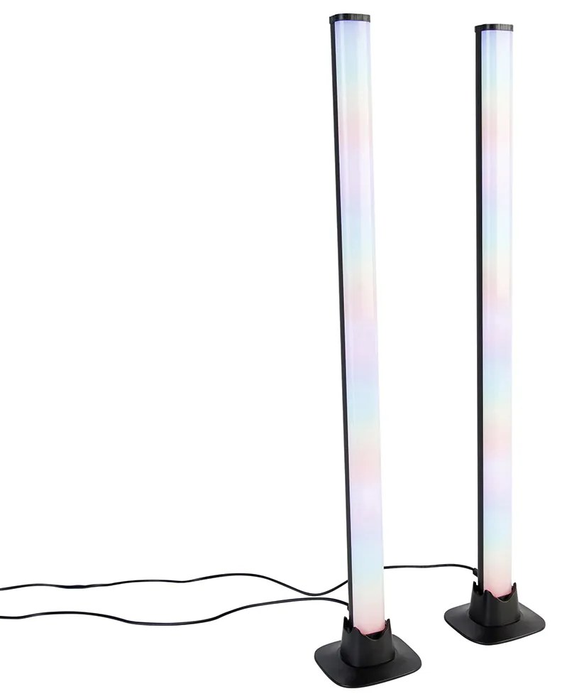 Čierna stolná lampa vrátane LED s diaľkovým ovládaním a RGB - Arnold