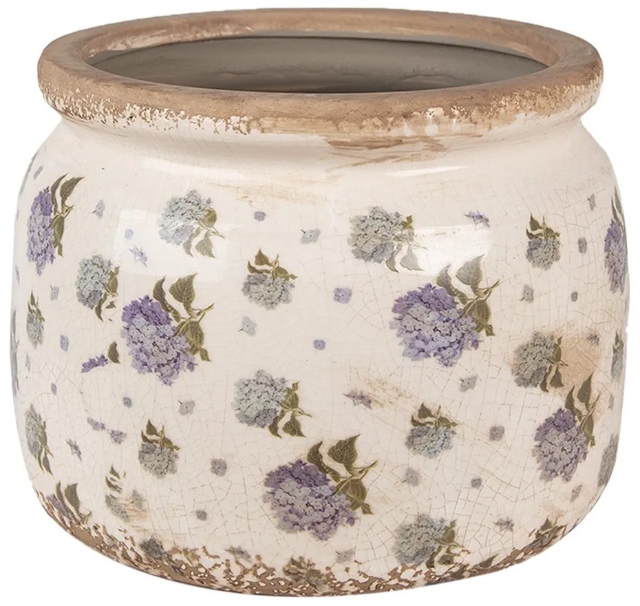 Béžový keramický obal na kvetináč s kvetmi orgovánu Lilla L - Ø 20*15 cm