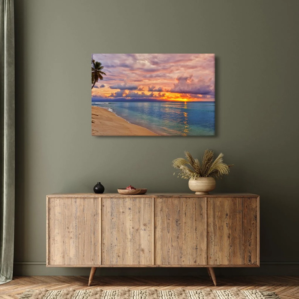 Obraz - Západ slnka na pláži (90x60 cm)