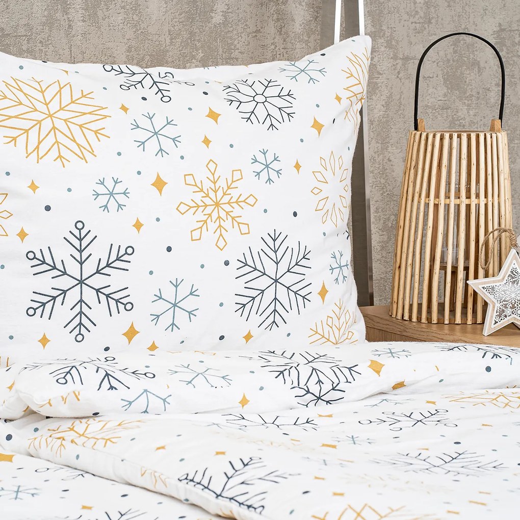 4Home Flanelové obliečky Frosty snowflakes, 140 x 220 cm, 70 x 90 cm