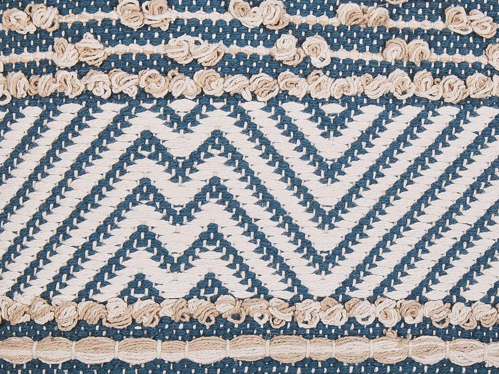 Bavlnený vankúš  s geometrickým vzorom 45 x 45 cm béžový / modrý DEWBERRY Beliani