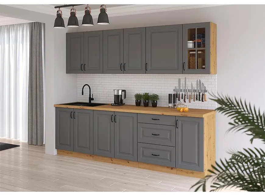 Kuchynská linka Stilo dustgrey/artisan 260 bez dosku