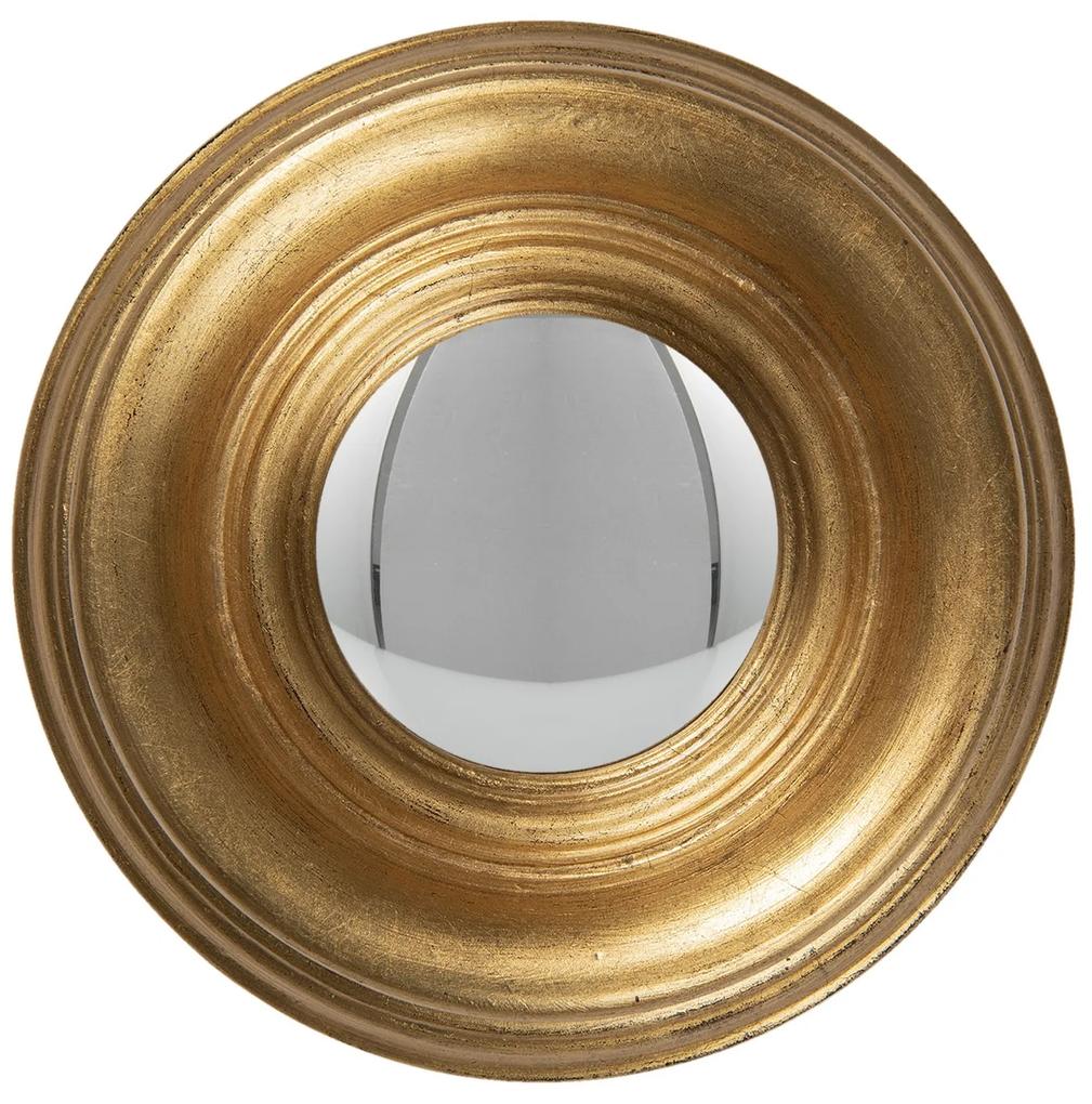Nástenné vypuklé zrkadlo v zlatom ráme Beneoit - Ø 19 cm