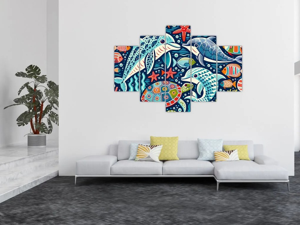 Obraz – Kreslené vodné zvieratká (150x105 cm)