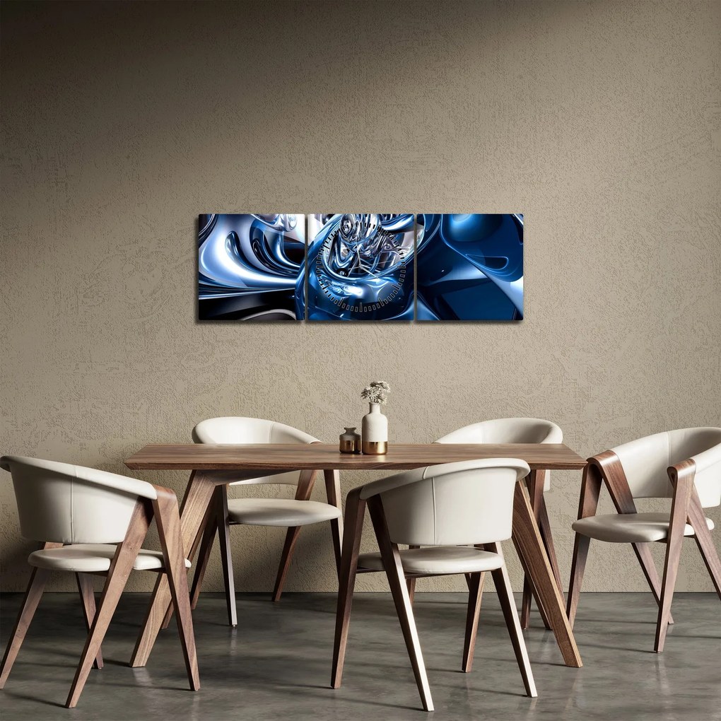 Obraz abstrakcie - kruhy (s hodinami) (90x30 cm)