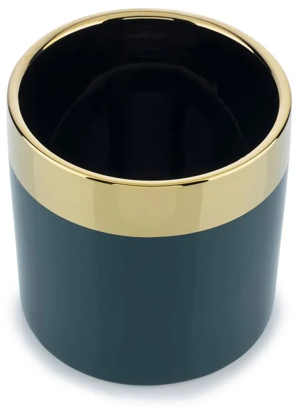 KERAMICKÝ KVETINÁČ CINDY 11X11 CM ZMAVOZELENÁ/ZLATÁ