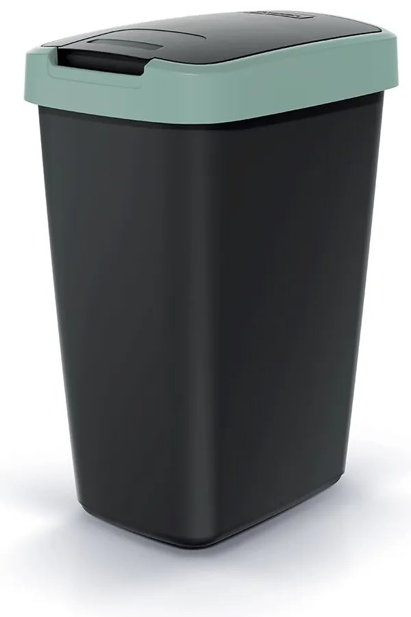 Odpadkový kôš s farebným vekom, 12 l, zelená / čierna