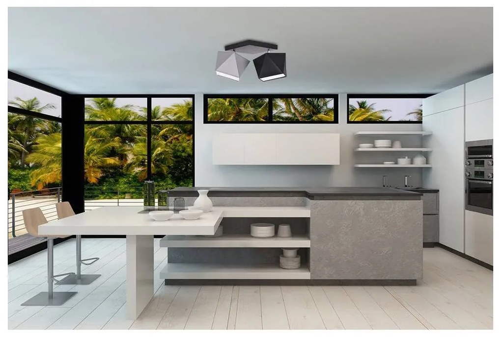 Stropné svietidlo Diamond, 2x textilné tienidlo (mix 6 farieb), (výber z 3 farieb konštrukcie - možnosť polohovania)