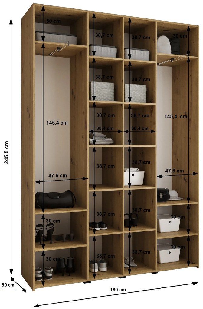 Šatníková skriňa 180 cm Carmela 50-1 (biela + zlatá). Akcia -20%. Vlastná spoľahlivá doprava až k Vám domov. 1126710