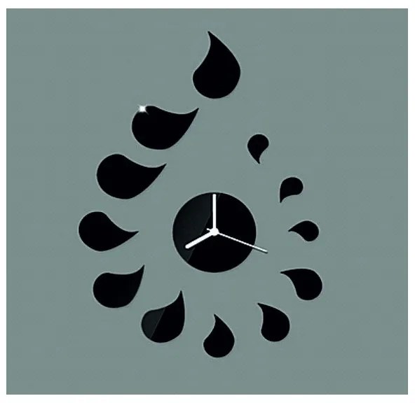 Nalepovacie zrkadlové nástenné hodiny kvapka silver l SENTOP IA-019-S