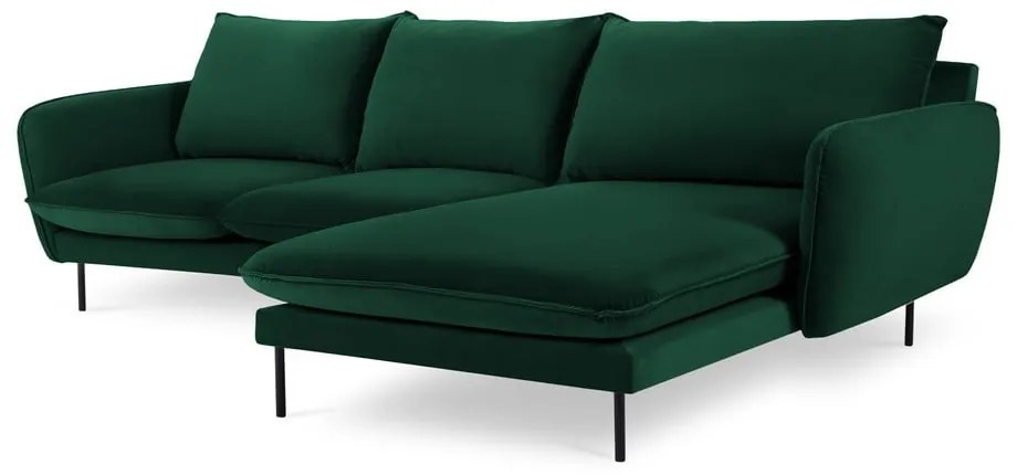 Tmavozelená zamatová rohová pohovka (pravý roh) Vienna – Cosmopolitan Design