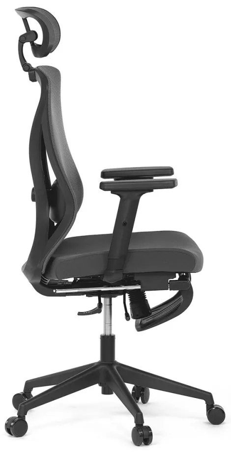 Ergonomická kancelárska stolička ZANE s podnožkou — sieťovina/látka, sivá