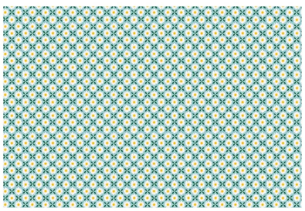 Samolepiaca tapeta farebné kvietky na tyrkysovom pozadí