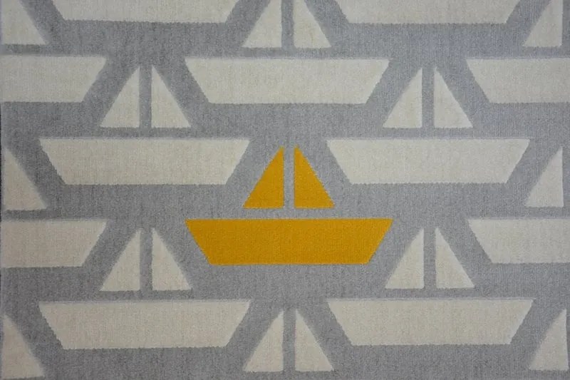 styldomova Detský sivý koberec PASTEL loďky