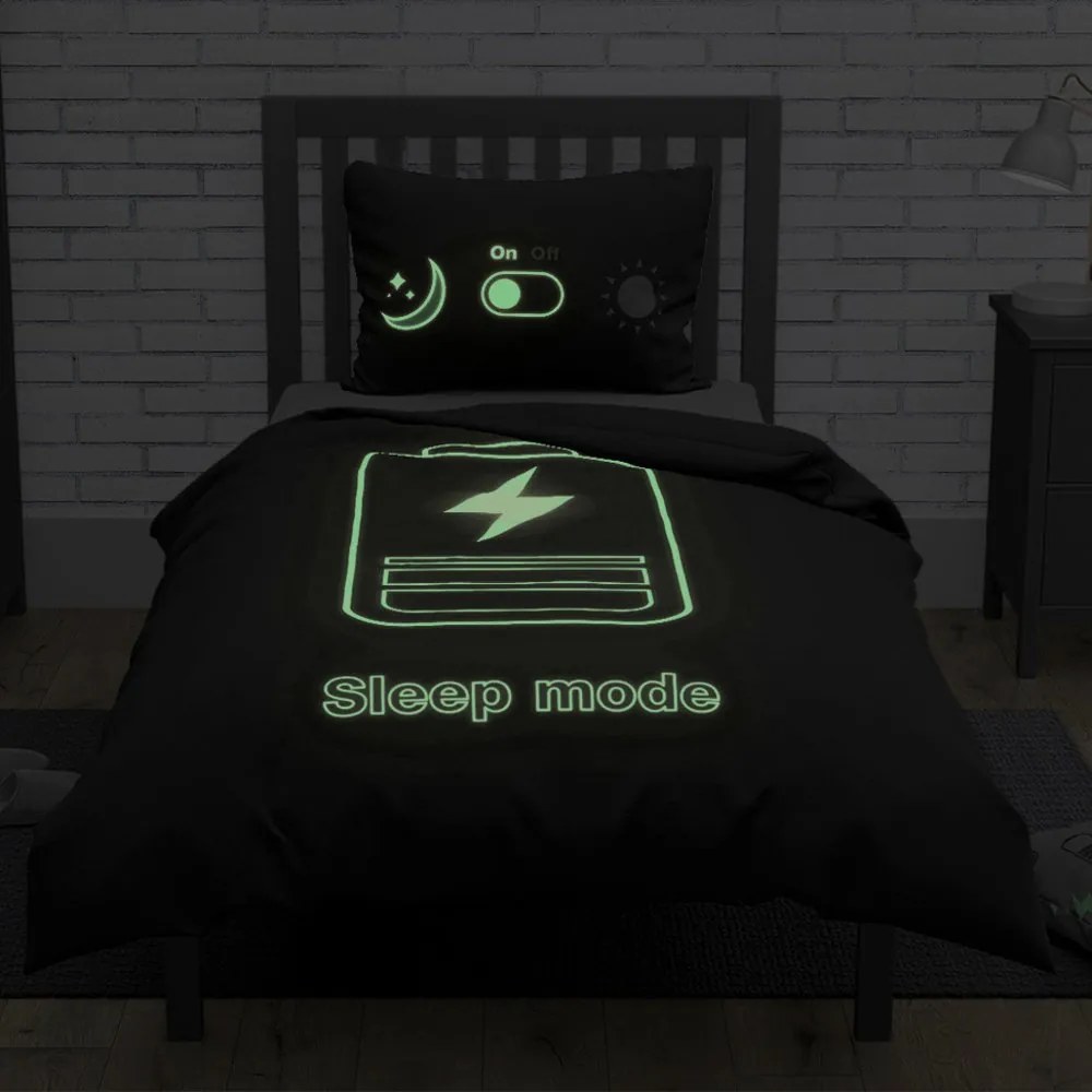 Bavlnené posteľné obliečky Sleep Mode so svetielkujúcim efektom - 100% bavlna - 70 x 90 cm + 140 x 200 cm