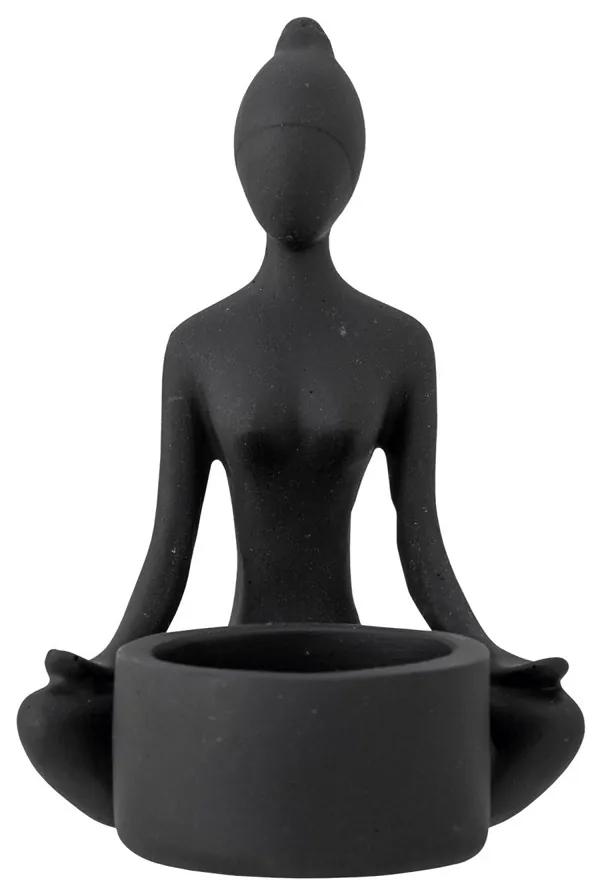 Bloomingville Svietnik joga Benna V.12 cm, čierny