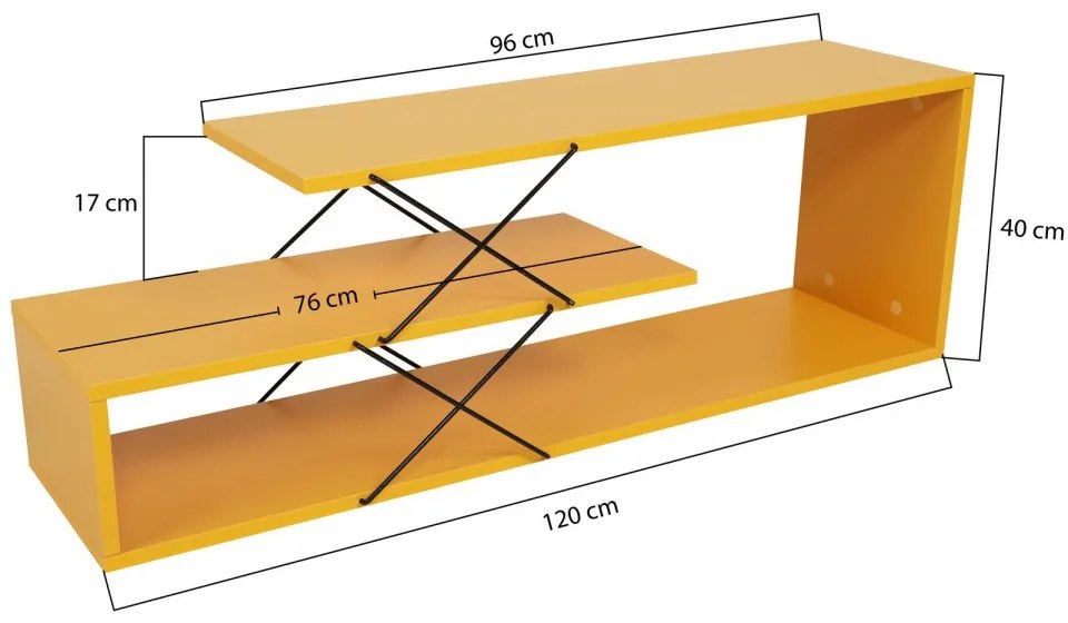 TV stolík Zigzag 120 cm žltý