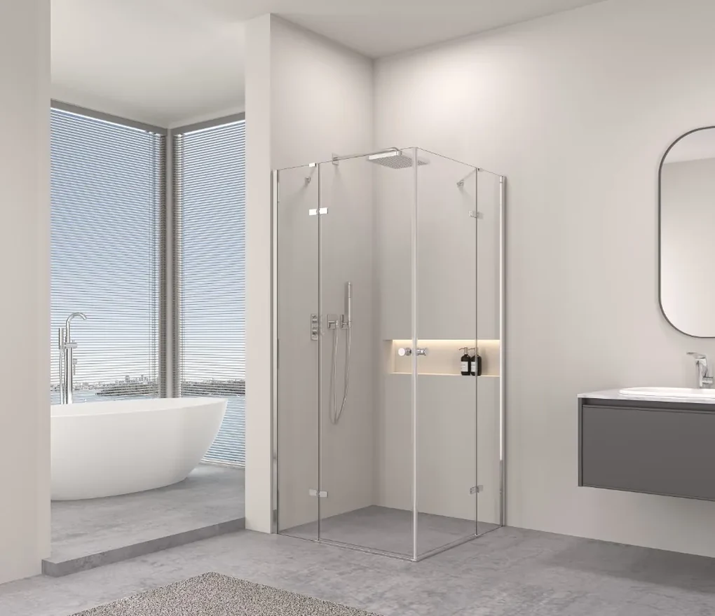 Erga Bern Double, sprchový kút s 2-krídlovými dverami 100(dvere) x 110(dvere) x 195 cm, 6mm číre sklo, chrómový profil, ERG-V02-BERN-D100D110-CL-CR