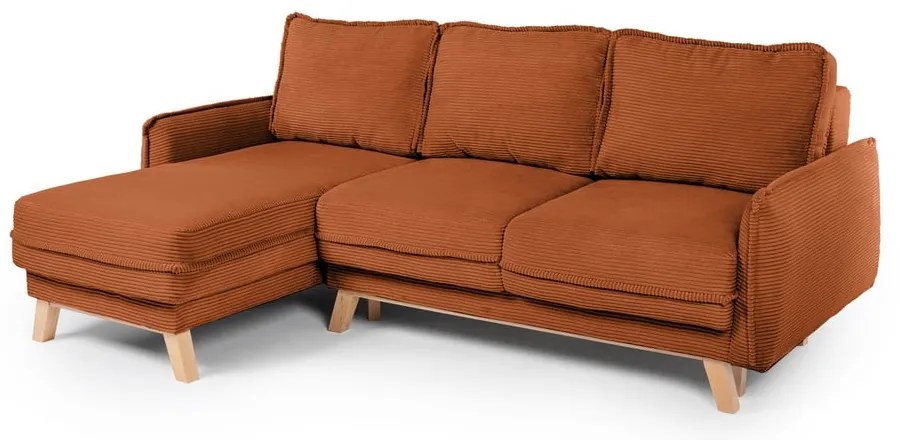 Variabilná oranžová menčestrová rozkladacia rohová pohovka Tori – Bonami Selection