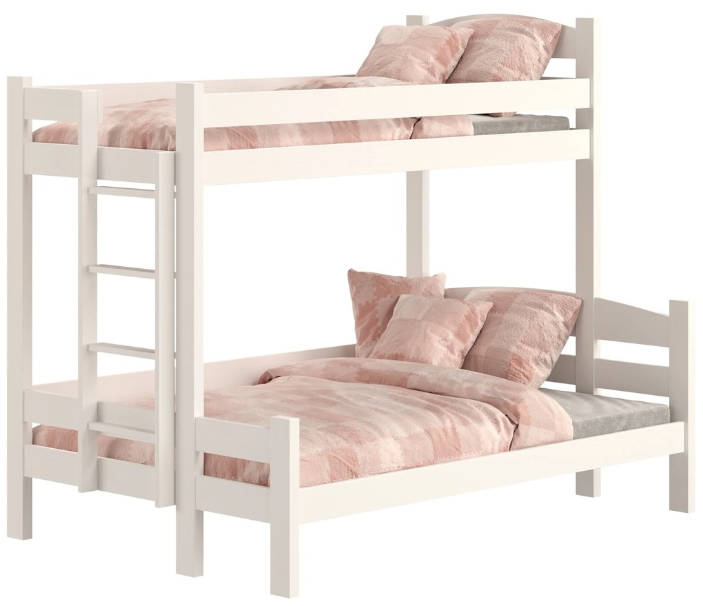 Poschodová posteľ Lovic 90x200/120x200 cm ľavá - biela