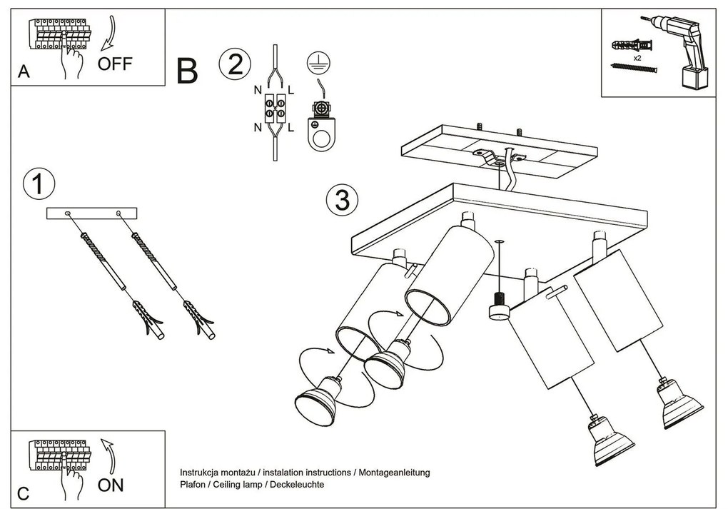 Stropné svietidlo RING 4 sivé