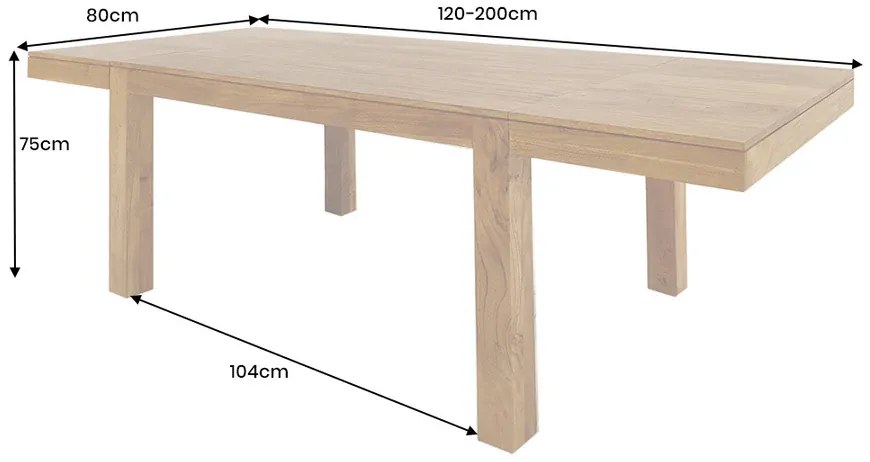 Rozkladací jedálenský stôl 120‑200 cm akáciové medové prírodné drevo