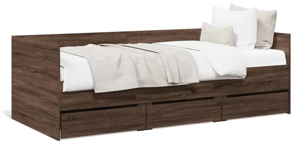 Denná posteľ so zásuvkami hnedý dub 90x190 cm kompozitné drevo 3280831