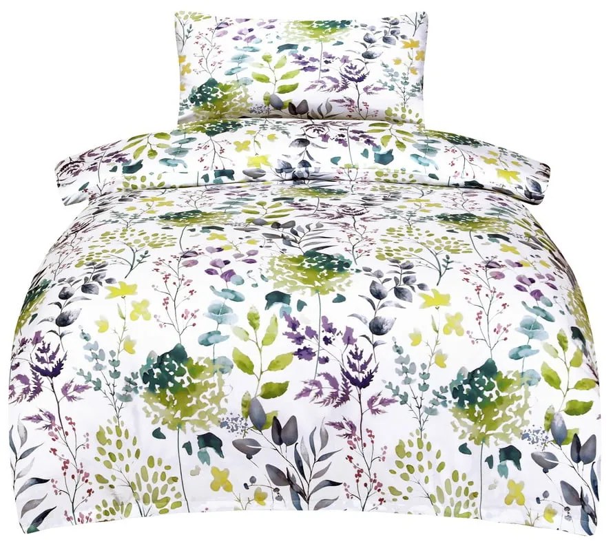 Biele obliečky na jednolôžko z bavlneného saténu 140x200 cm Savoy – My House